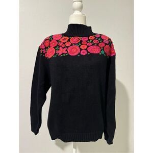Ann Taylor vintage floral embroidered sweater M